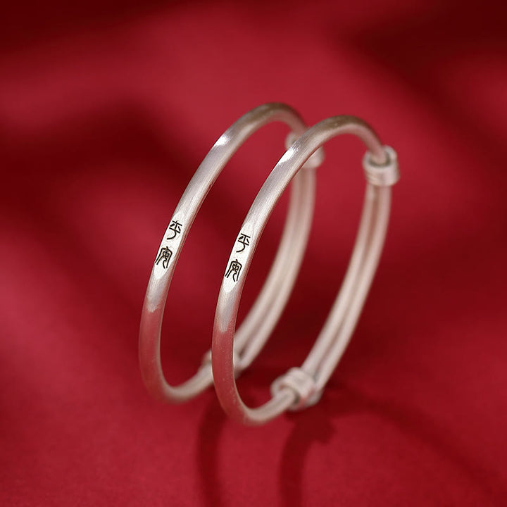 Buddha Stones 999 Sterling Silver Peace And Joy Protection Kids Child Bracelet Bangle - image 3