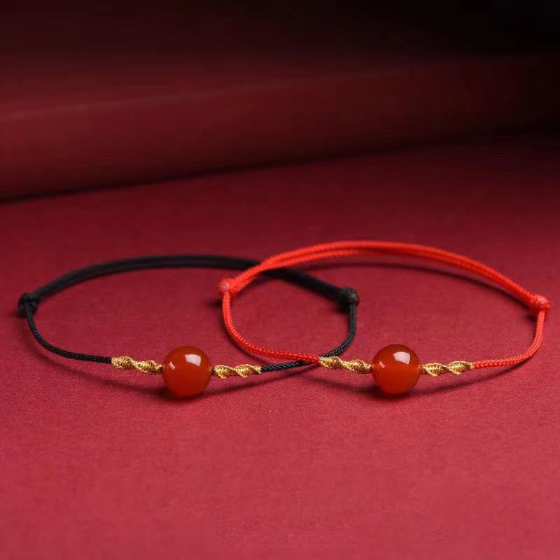 Buddha Stones Natural Red Agate Cat Eye Calm Braided String Bracelet Necklace Pendant - image 16