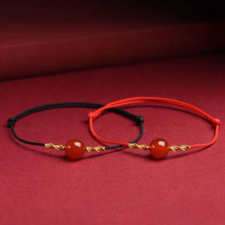 Buddha Stones Natural Red Agate Cat Eye Calm Braided String Bracelet Necklace Pendant - image 16
