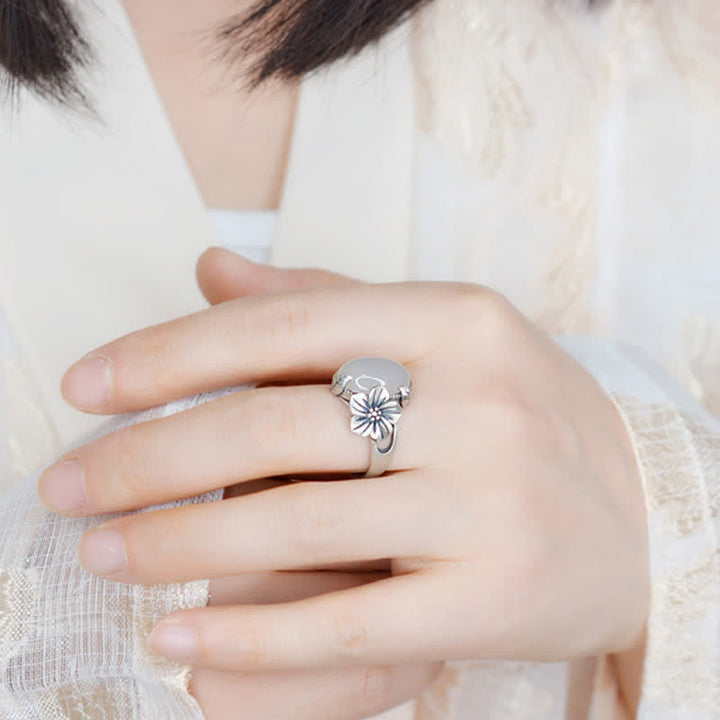 990 Sterling Silver Natural Chalcedony Plum Positive Harmony Ring - image 2