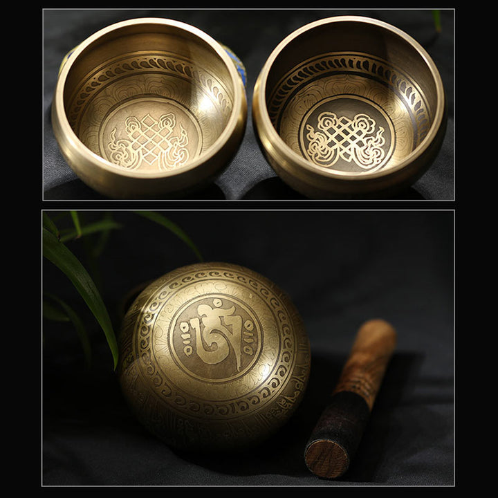 Buddha Stones Tibetan Meditation Sound Bowl Handcrafted for Healing and Mindfulness Singing Bowl Set - image 8