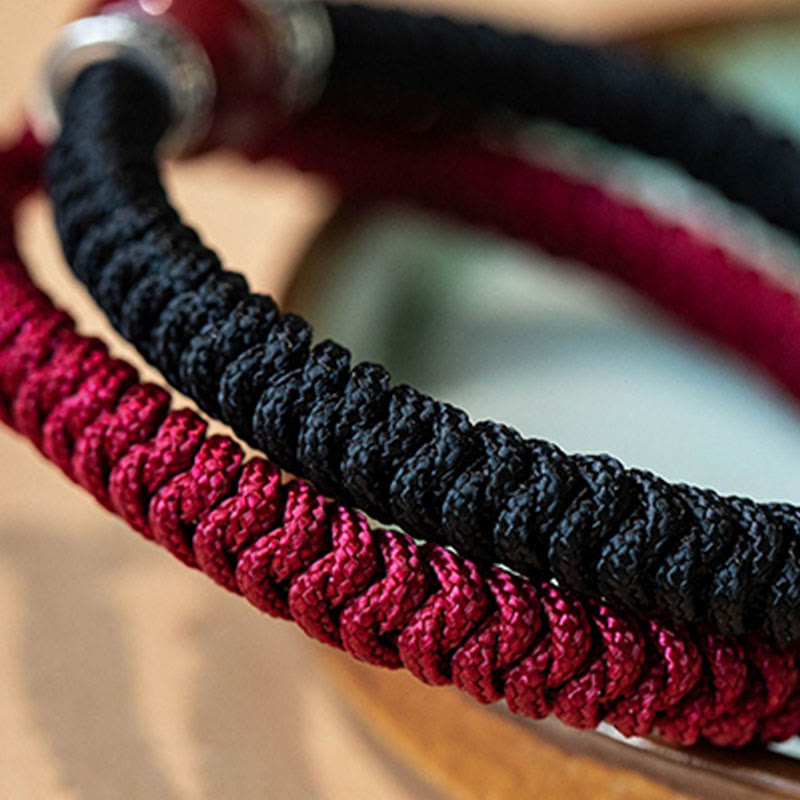 Buddha Stones 925 Sterling Silver Natural Cinnabar Bead Calm Handmade Braided String Bracelet - image 15