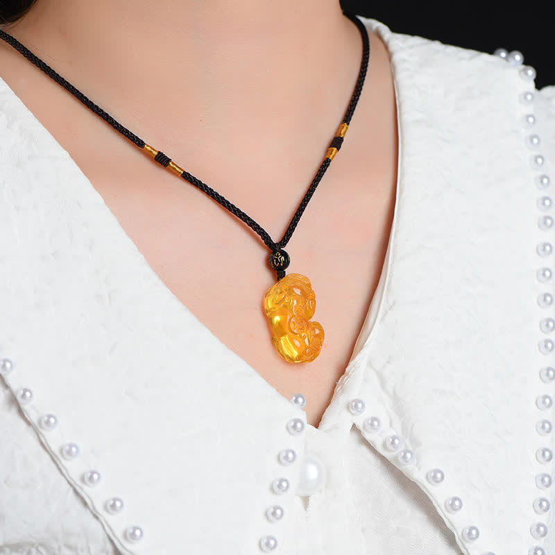 Buddha Stones FengShui Citrine PiXiu Wealth Necklace Pendant - image 3