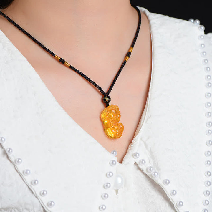 Buddha Stones FengShui Citrine PiXiu Wealth Necklace Pendant - image 3