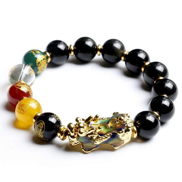 Buddha Stones Color-Changing Pixiu Obsidian Wealth Bracelet - image 1