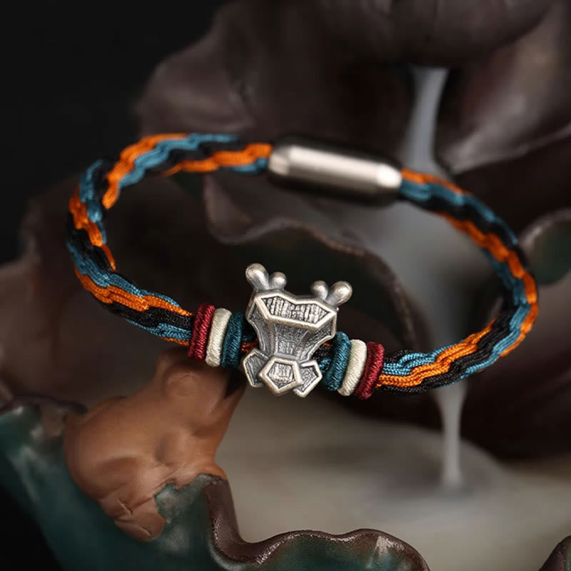 Buddha Stones Handmade 999 Sterling Silver Year of the Dragon Chinese Zodiac Protection Colorful Reincarnation Knot Rope Bracelet - image 2