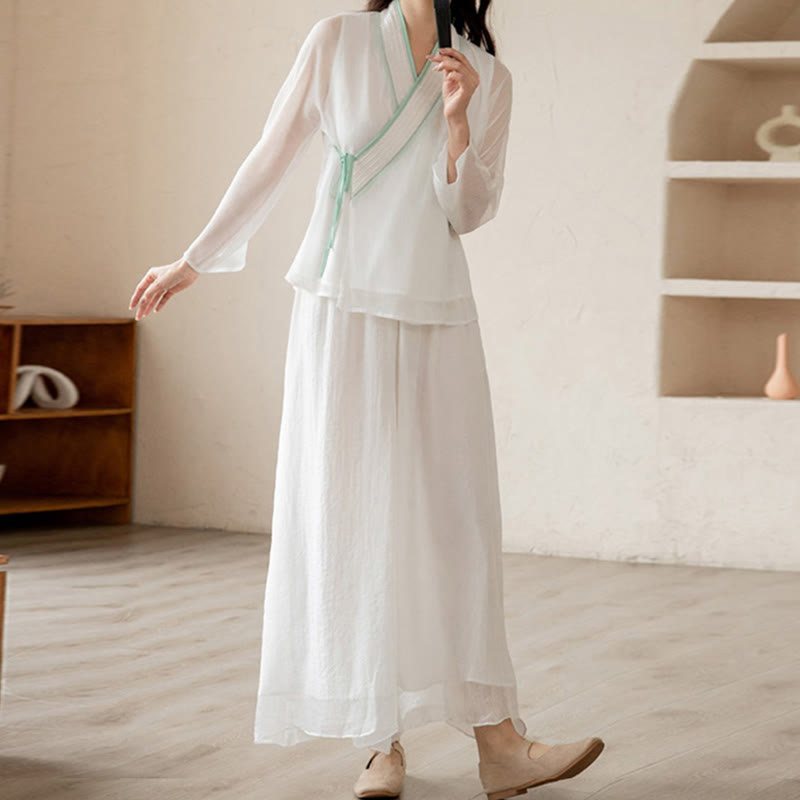 Retro Prayer Zen Spiritual Meditation Practice Chiffon Clothing Women's Set - image 6