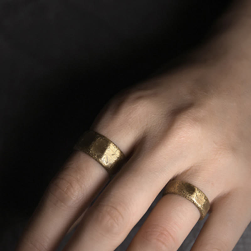Tibetan Simple Design Copper Brass Frosted Wealth Ring - image 7