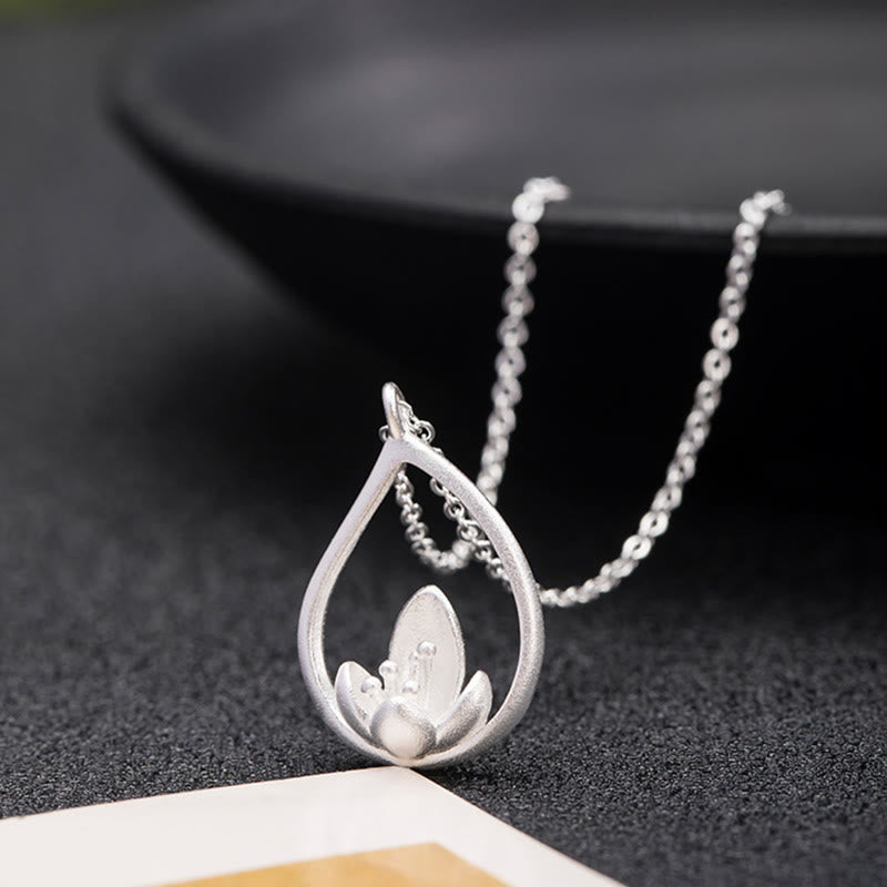 Buddha Stones 925 Sterling Silver Lotus Flower Floral Enlightenment Necklace Pendant - image 5