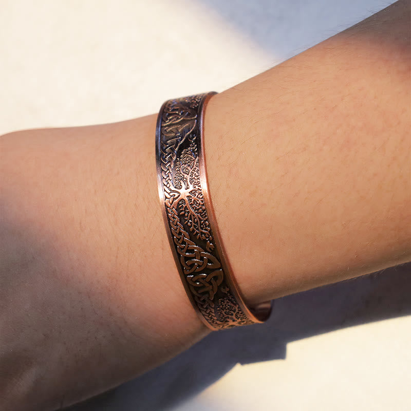 Buddha Stones Lucky Tree Of Life Balance Magnetic Adjustable Cuff Bracelet Bangle - image 5