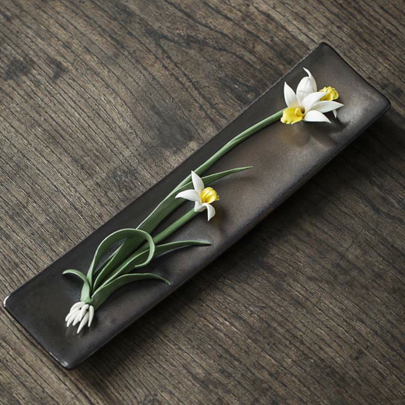 Lotus Peony Rose Flower Ceramic Spiritual Incense Burner - White Orchid - image 10