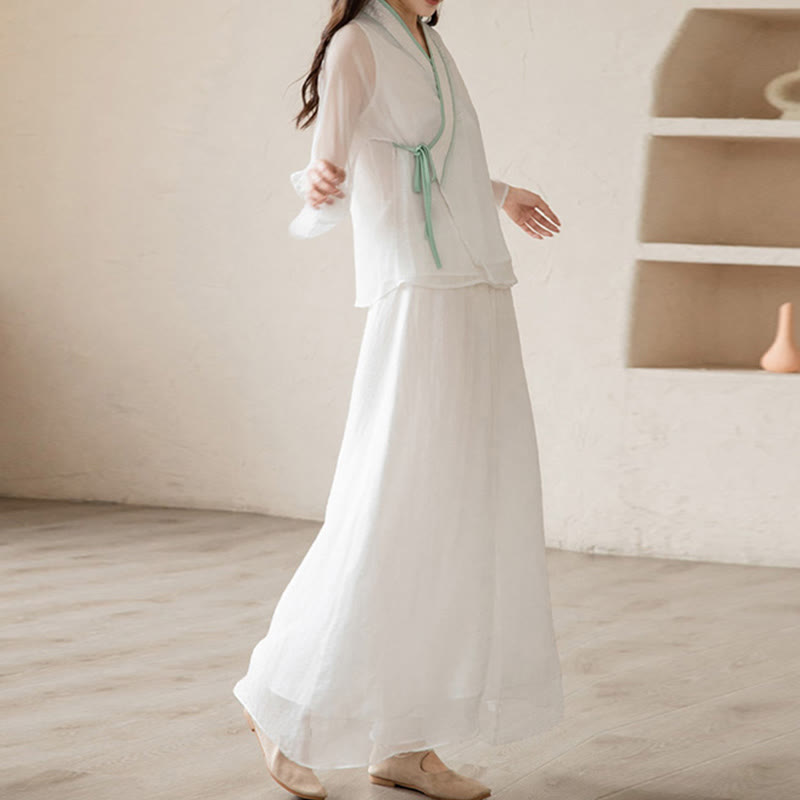 Retro Prayer Zen Spiritual Meditation Practice Chiffon Clothing Women's Set - image 16