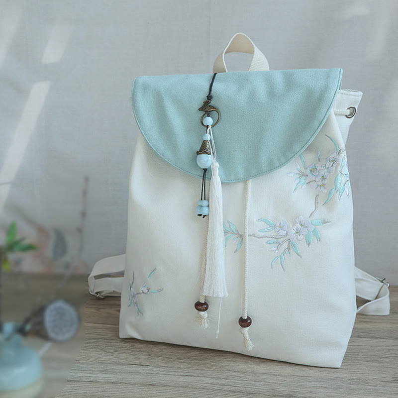 Buddha Stones Handmade Embroidered Large Capacity Canvas Backpack - image 39