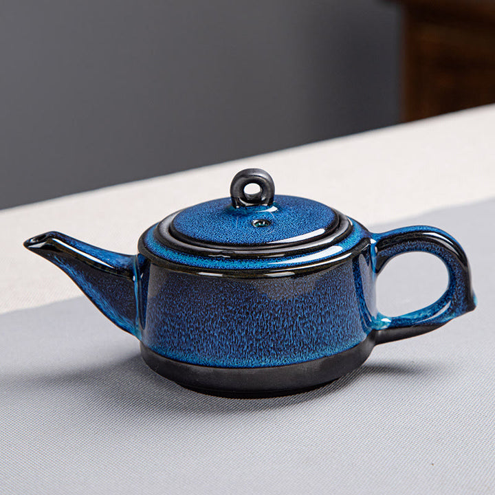 Blue Gradient Color Chinese Gongfu Tea Ceramic Teapot Portable Gift Bag Box Set - image 2