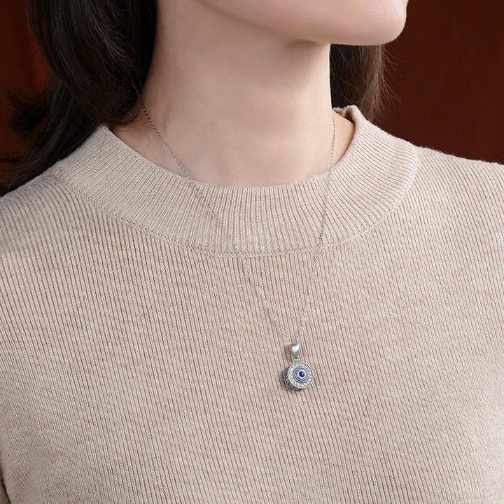 Buddha Stones 925 Sterling Silver Om Mani Padme Hum Lazurite Lapis Lazuli Love Peace Necklace Pendant - image 5