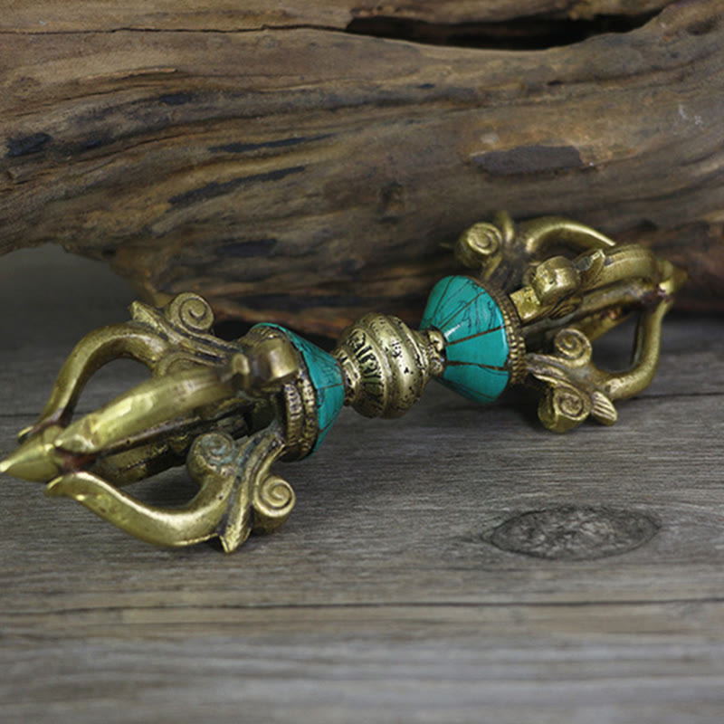 Buddha Stones Tibetan Five Prong Vajra Dorje Handcrafted Nepal Spiritual Power Copper Decoration - image 2