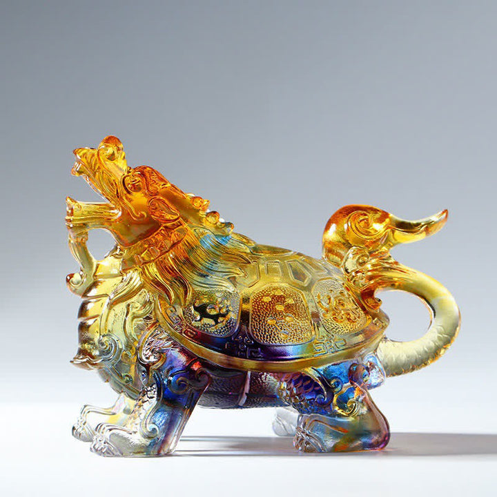 Feng Shui Dragon Turtle Handmade Liuli Crystal Art Piece Home Office Decoration - image 0