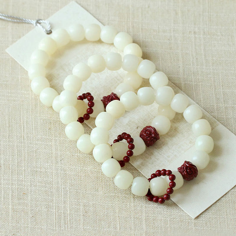 Buddha Stones Natural Bodhi Seed Cinnabar Dancing Lion Charm Wisdom Harmony Wrist Mala - image 5
