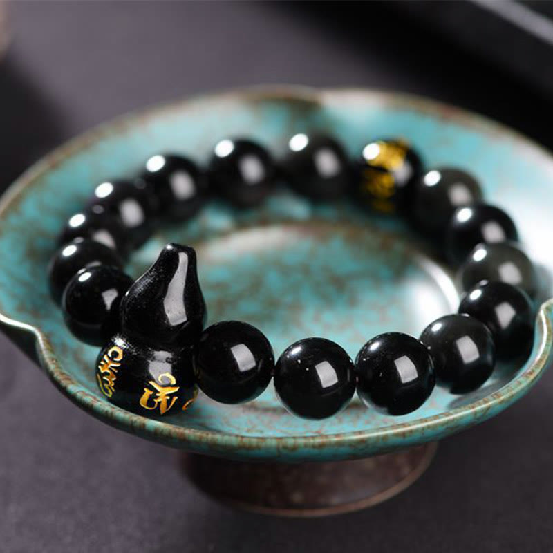 Rainbow Obsidian Gourd Om Mani Padme Hum Inner Peace Bracelet