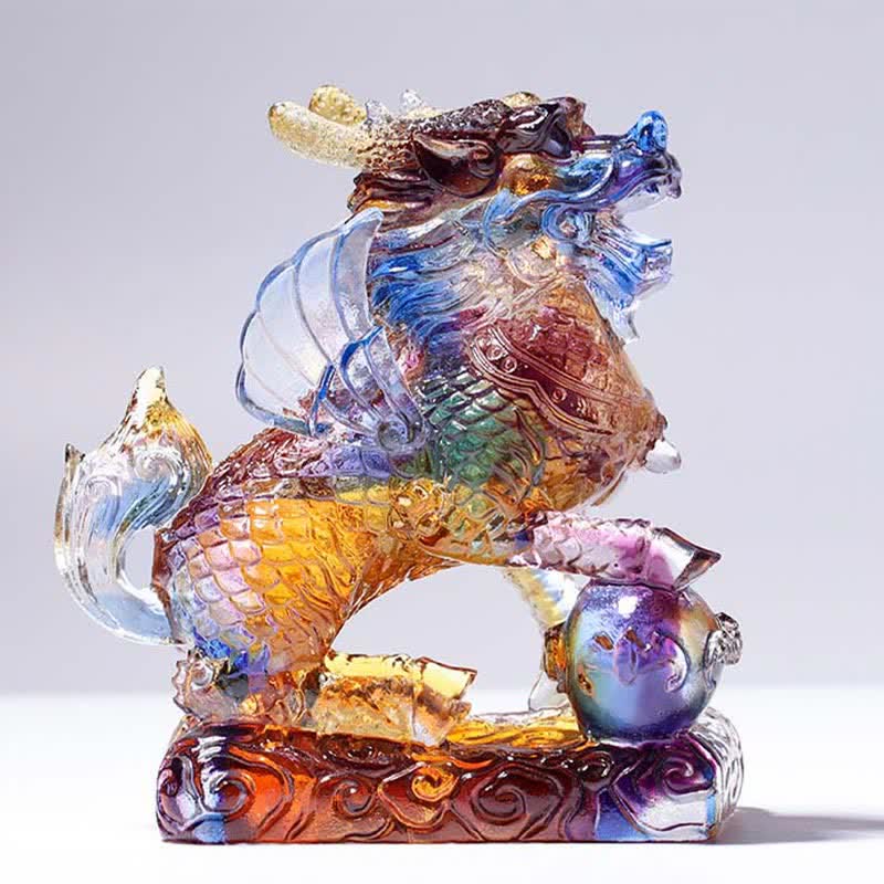 Feng Shui Kirin Handmade Liuli Crystal Art Piece Fortune Home Office Decoration - image 1