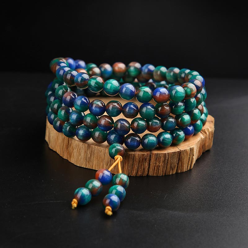 Buddha Stones Colorful Sea Willow Mala Positive Bracelet Ring - image 0