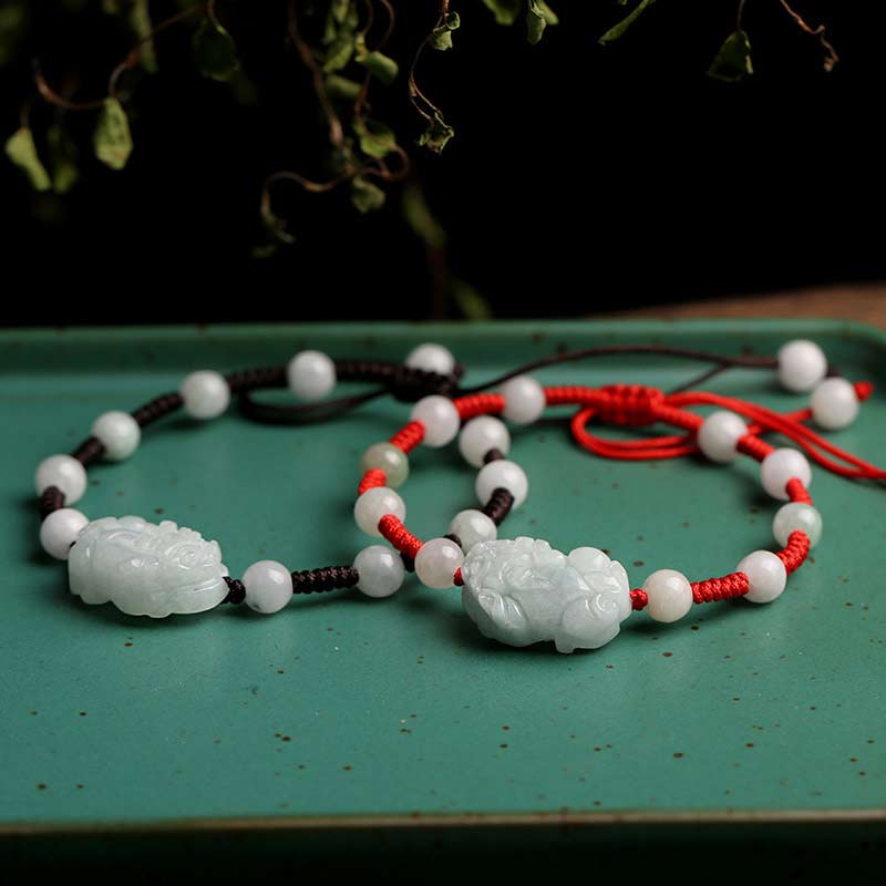 Buddha Stones Natural Jade PiXiu Luck Bracelet