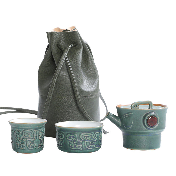 Buddha Stones Sanxingdui Ceramic Teacup Kung Fu Tea Cup With Bag