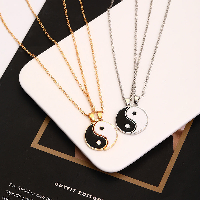 Buddha Stones Yin Yang Hematite Pendant Couple Necklace