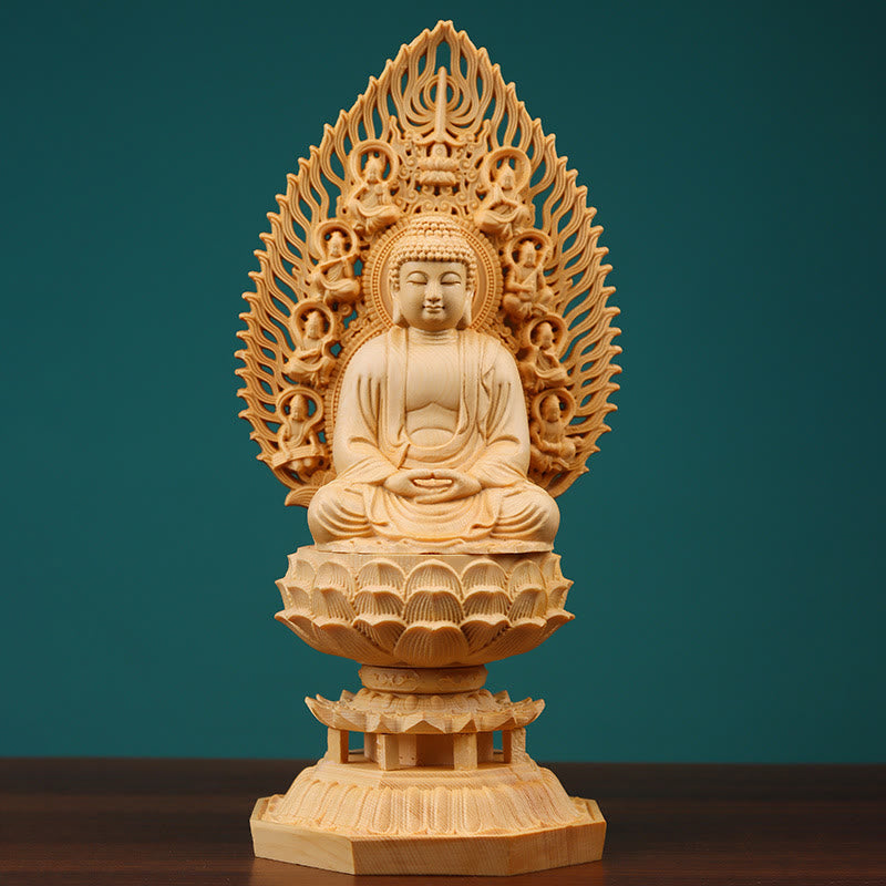 Buddha Stones Handmade Sakyamuni Kwan Yin Avalokitesvara Ksitigarbha Bodhisattva Statue Boxwood Grounding Home Decoration