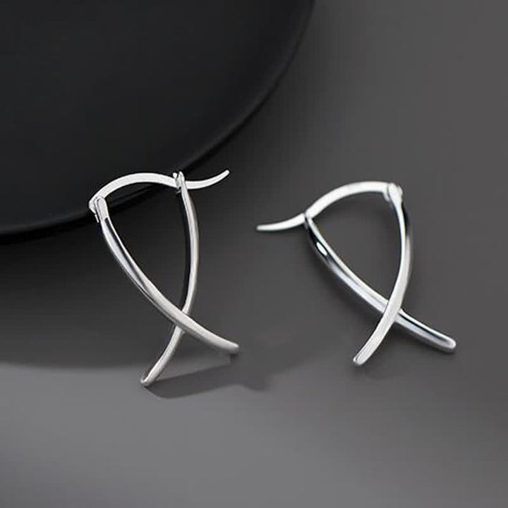 Geometric Cross Design Luck Hoop Earrings