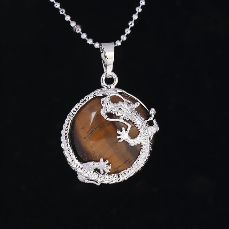 Buddha Stones Chinese Dragon Natural Quartz Crystal Healing Energy Necklace Pendant