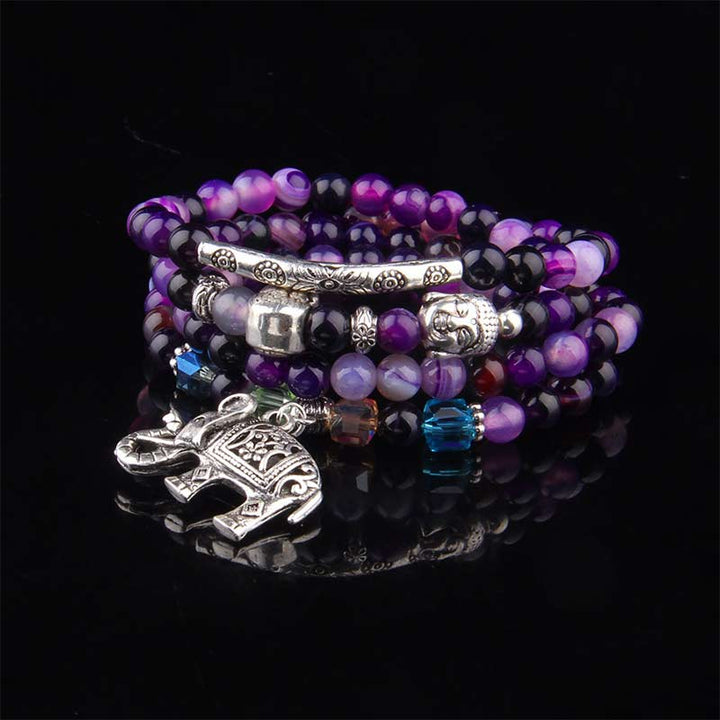 Buddha Stones Natural Agate Elephant Buddha Hope Bracelet