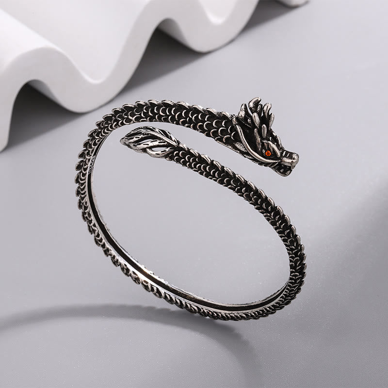 Buddha Stones Dragon Scales Pattern Luck Protection Bracelet Bangle