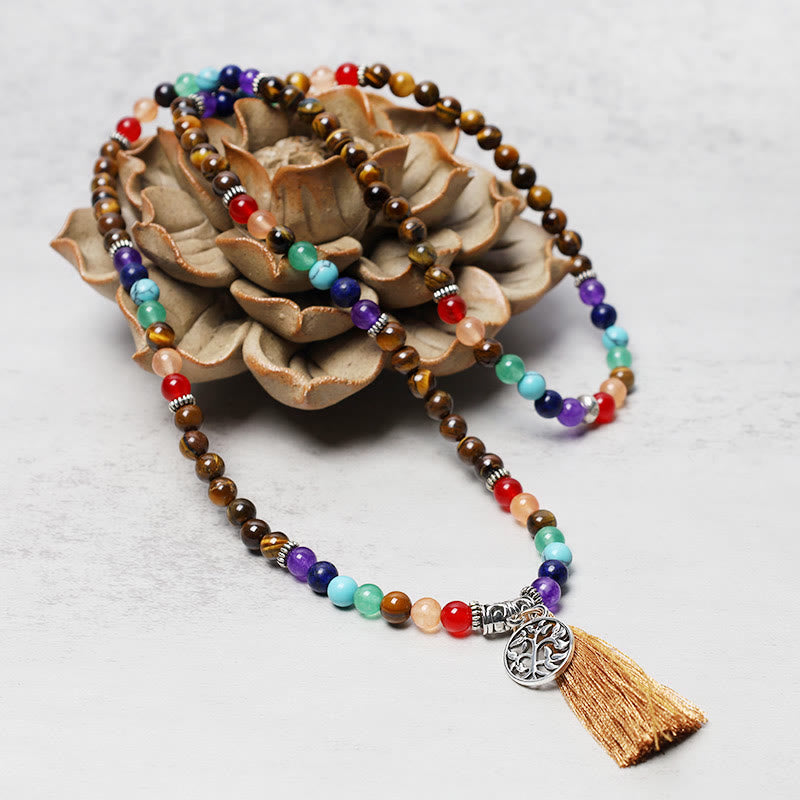 Buddha Stones Healing Crystal Mala Prayer Beads 108 Meditation Healing Multilayer Bracelet Necklace