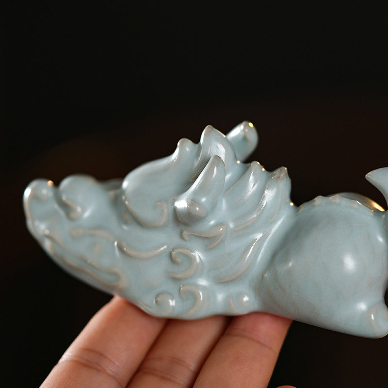 Buddha Stones Year Of The Dragon Luck Ceramic Tea Pet Home Figurine Decoration