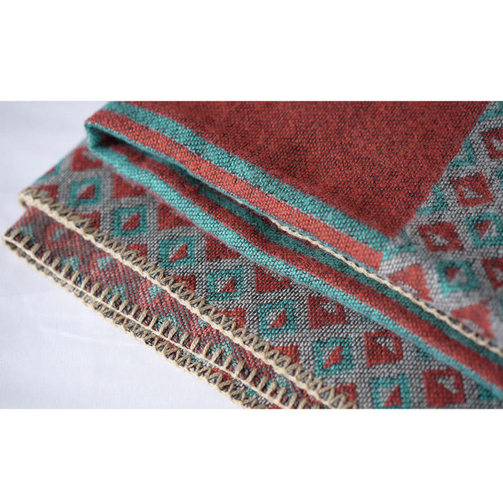 Tibetan Shawl Striped Diamond Pattern Winter Warm Soft Scarf