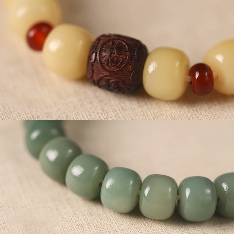 Buddha Stones Bodhi Seed Auspicious Cloud Fu Character Bead Peace Bracelet