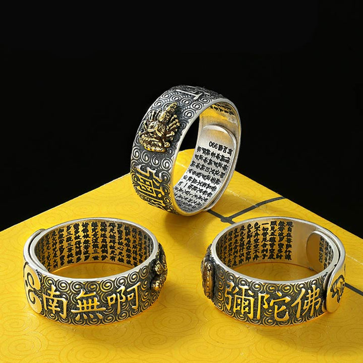 Buddha Stones Chinese Zodiac Natal Buddha Wealth Luck Adjustable Ring