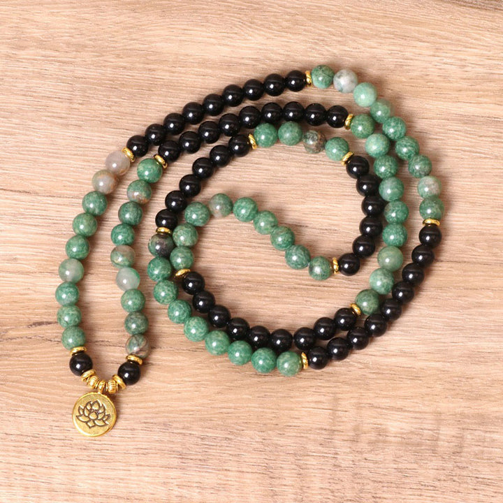 Buddha Stones 108 Beads Natural Agate Mala Healing Bracelet