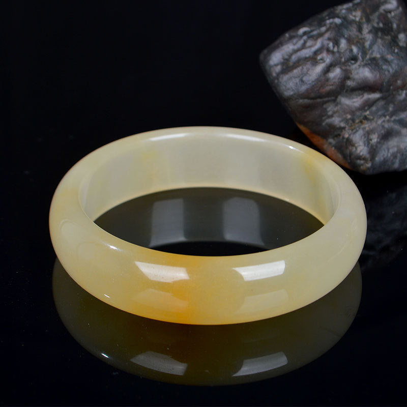 Natural Golden Silk Jade Luck Wealth Bracelet Bangle