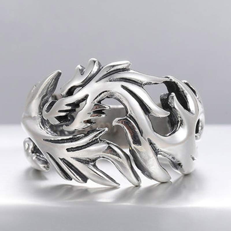 Buddha Stones Dragon Pattern Protection Strength Adjustable Ring