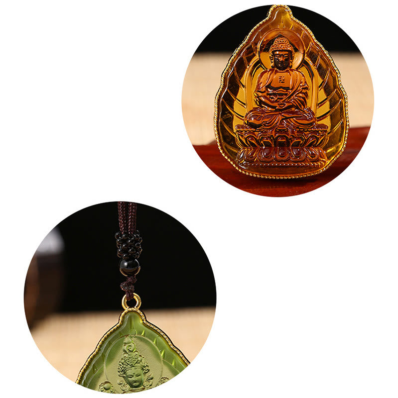 Tibetan Buddha Liuli Crystal Serenity Necklace Pendant