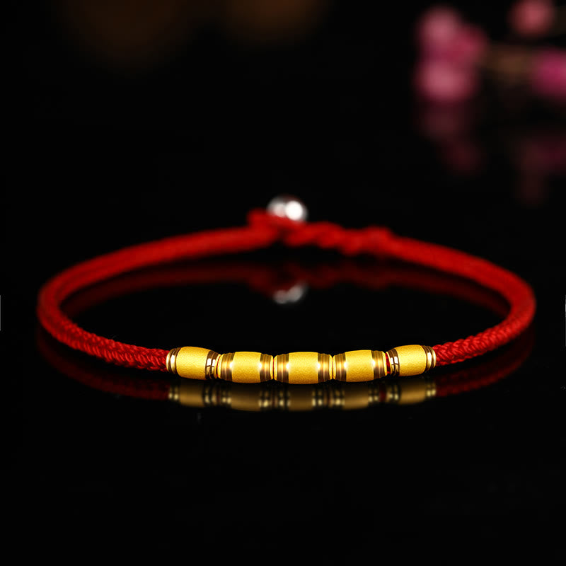 Buddha Stones 999 Gold Lucky Bead Eight Thread Peace Knot Red Rope Bracelet