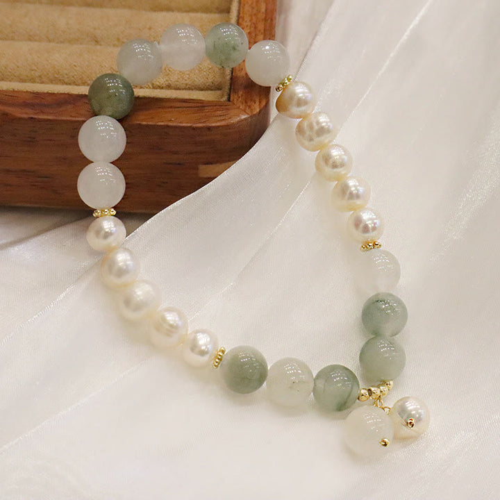 Buddha Stones Natural Pearl Jade Healing Sincerity Bracelet