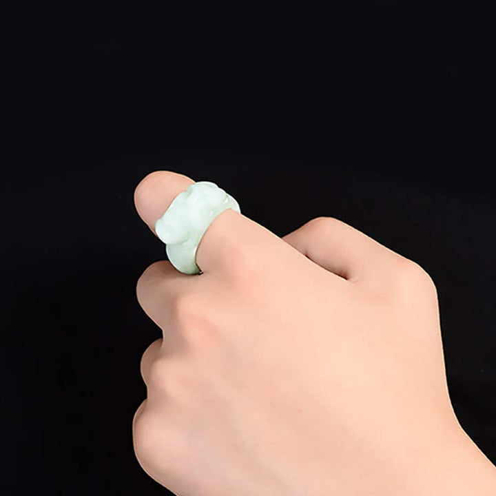 Fengshui Wealth Jade PiXiu Luck Ring