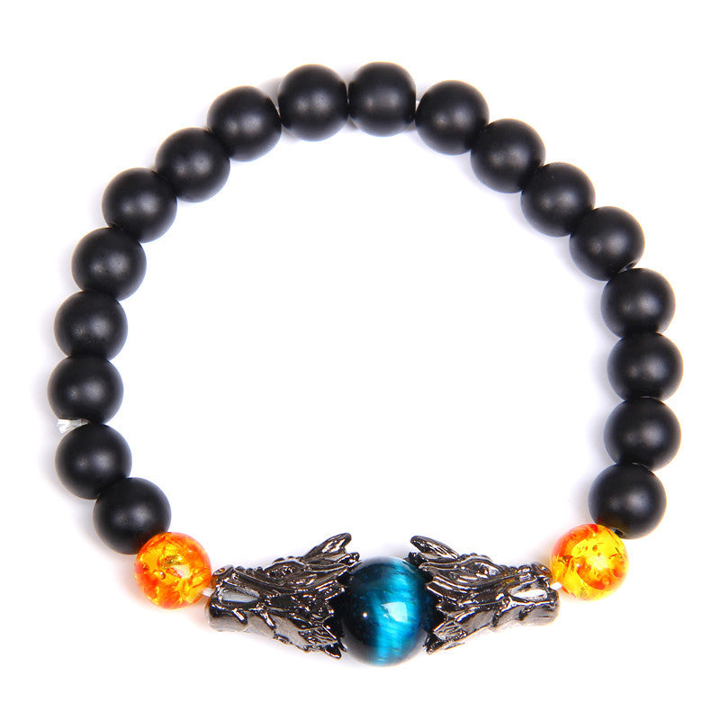 Frosted Stone Tiger Eye Dragon Courage Strength Bracelet