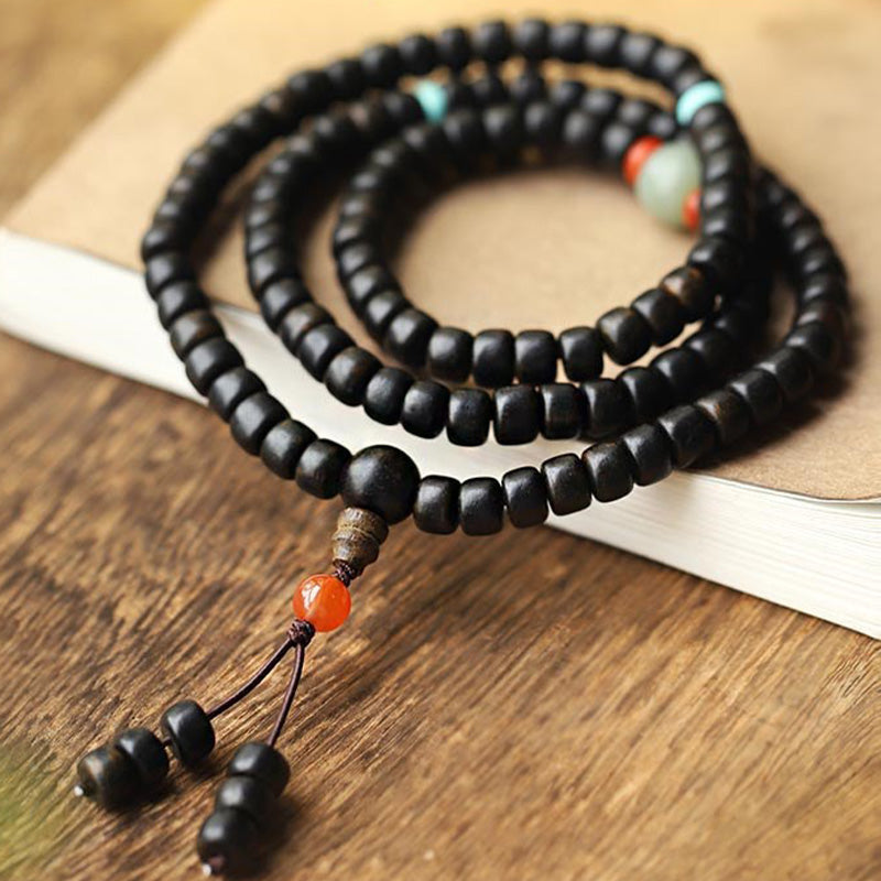 108 Mala Beads Agarwood Jade Strength Calm Bracelet