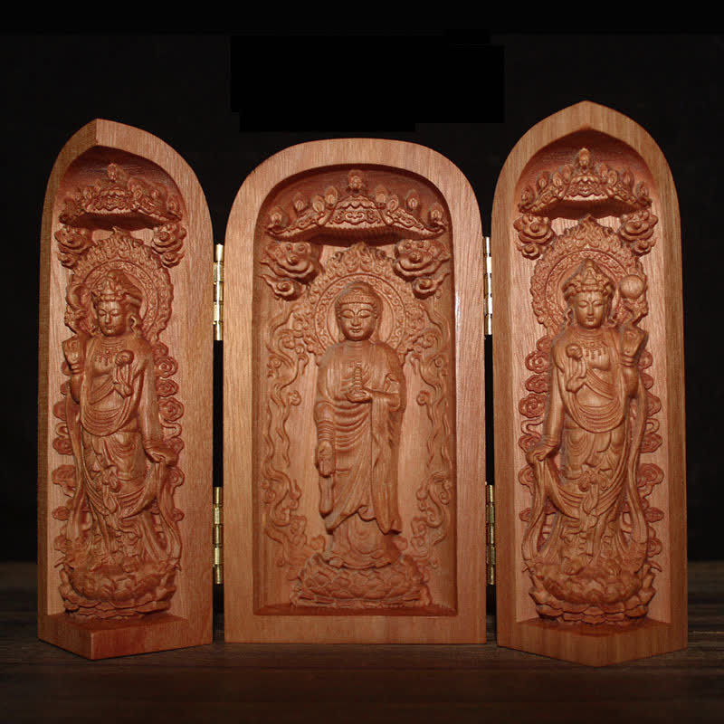 Avalokitesvara Kwan Yin Buddha Cherry Wood Compassion Home Decoration Altar