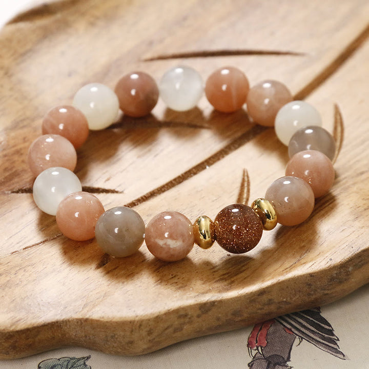 Natural Sun Stone Gold Sandstone Wealth Positive Bracelet