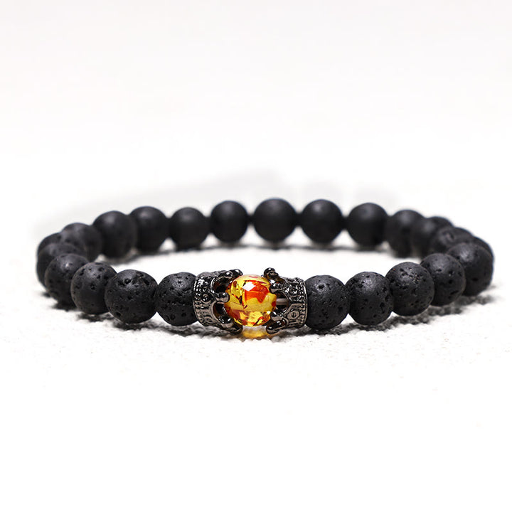 Buddha Stones Natural Stone King&Queen Crown Healing Energy Beads Couple Bracelet